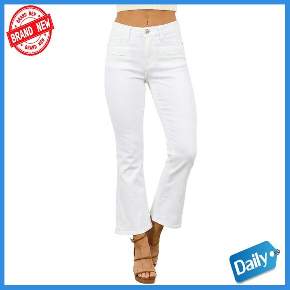 High Waisted Wide Leg Bootcut Jeans Stretchy Denim Pants Women's Size